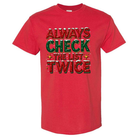 Always Check Twice – Santa T-Shirt – Festive Top